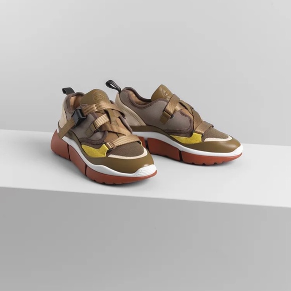 Chloe Sonnie olive green sneakers 38 8 - Picture 2 of 8